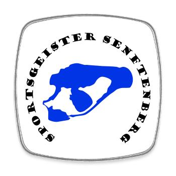 Logo Sportsgeister Senftenberg with lake silhouette - Square fridge magnet - white - Front