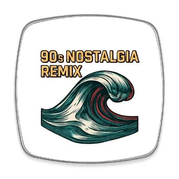 90s Remix Welle DJ Festival - Square fridge magnet - white - Front