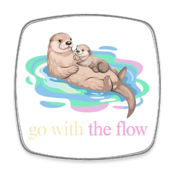 Go With the Flow Otter Duo - Square fridge magnet - white - Front