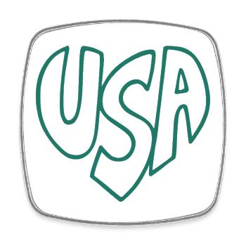 USA Heart Handwriting Logo Retro Style - Square fridge magnet - white - Front