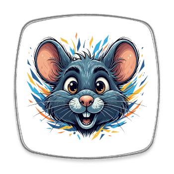 Cheerful rat in a fire of color - Square fridge magnet - white - Front