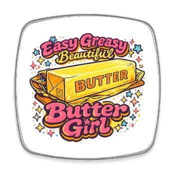 Butter Girl Retro Pop-Art-Illustration - Viereckiger Kühlschrankmagnet - Weiß - Vorne