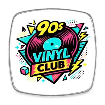 90er Vinyl Club Neon Pulse - Viereckiger Kühlschrankmagnet - Weiß - Vorne