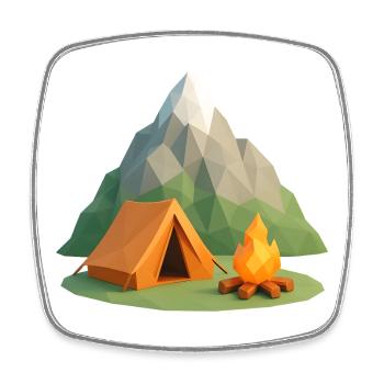 Scène du camping de la Géopolymontagne - Magnet carré - blanc - Devant