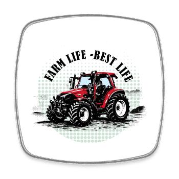 Farm Vibes – Roter Traktor Retro Halftone - Viereckiger Kühlschrankmagnet - Weiß - Vorne