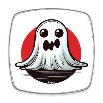 Kawaii Ghost in the Moonlight - Square fridge magnet - white - Front