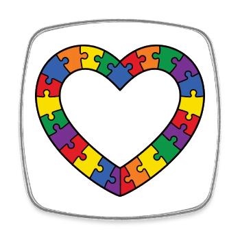 Motif du cœur du puzzle de l’autisme - Magnet carré - blanc - Devant