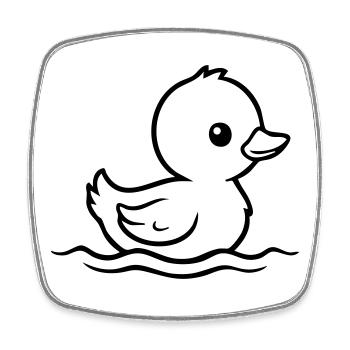 Nage de bébé canard – Noir et Blanc - Magnet carré - blanc - Devant