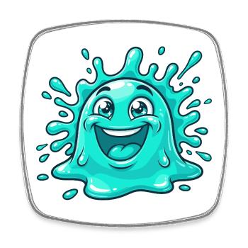 Cheerful Water Splash Cartoon - Square fridge magnet - white - Front
