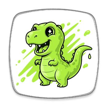 Grüner Schleim Dino Comic - Viereckiger Kühlschrankmagnet - Weiß - Vorne