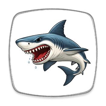 Shark Cartoon Funny Kids Ocean Animal Motif - Square fridge magnet - white - Front