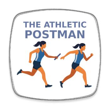 Athletischer Postbote Staffellauf - Viereckiger Kühlschrankmagnet - Weiß - Vorne