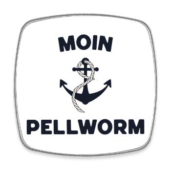 Moin Pellworm – Maritimes Anker-Design - Viereckiger Kühlschrankmagnet - Weiß - Vorne