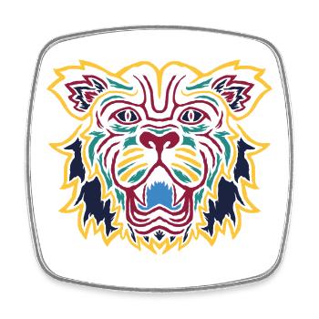 Bunter Tiger Blick Emblem - Viereckiger Kühlschrankmagnet - Weiß - Vorne