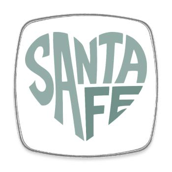 Santa Fe Schriftzug Herz - Viereckiger Kühlschrankmagnet - Weiß - Vorne