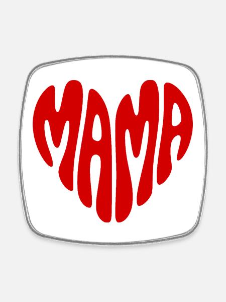 T-shirt MAMA en forme de cœur, style rétro - Magnet carré - blanc