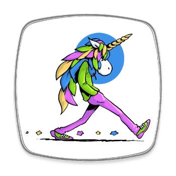 Walking Unicorn - Square fridge magnet - white - Front