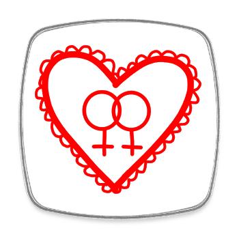 Lesbian Love Heart Icon - Square fridge magnet - white - Front