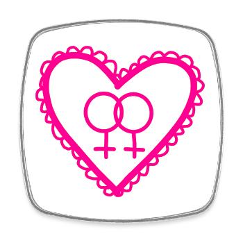 Herz der zwei Feminisymbole - Viereckiger Kühlschrankmagnet - Weiß - Vorne