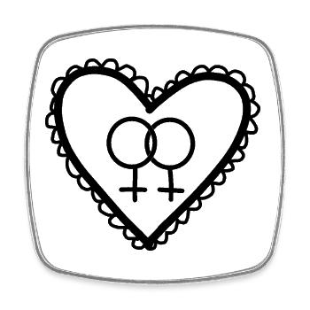 Cœur Noir Lesbienne Cœur - Magnet carré - blanc - Devant