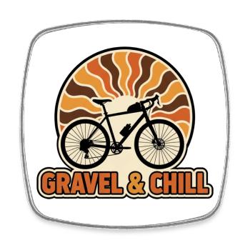 Gravel & Chill Vintage 70s Sun Bike Art - Square fridge magnet - white - Front