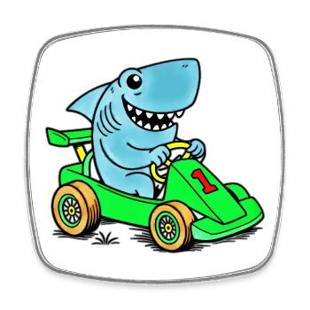 Hai Racer Go-Kart Abenteuer - Viereckiger Kühlschrankmagnet - Weiß - Vorne