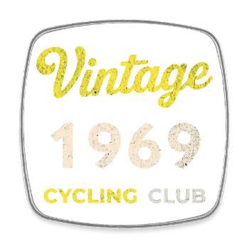 Vintage 1969 – Cycling Club Retro Birth Year - Square fridge magnet - white - Front