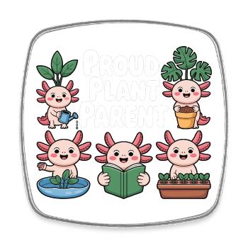Axolotl Pflanzen Shirt Proud Plant Parent Geschenk - Viereckiger Kühlschrankmagnet - Weiß - Vorne