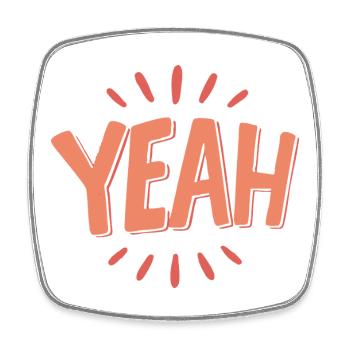 YEAH Peach - Square fridge magnet - white - Front