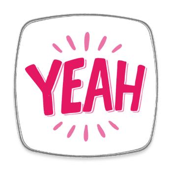 Yeah Pink Schriftzug mit Strahlen - Viereckiger Kühlschrankmagnet - Weiß - Vorne