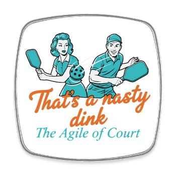 Pickleball-Spieler, der ein fieser Dink Agile Court ist - Viereckiger Kühlschrankmagnet - Weiß - Vorne