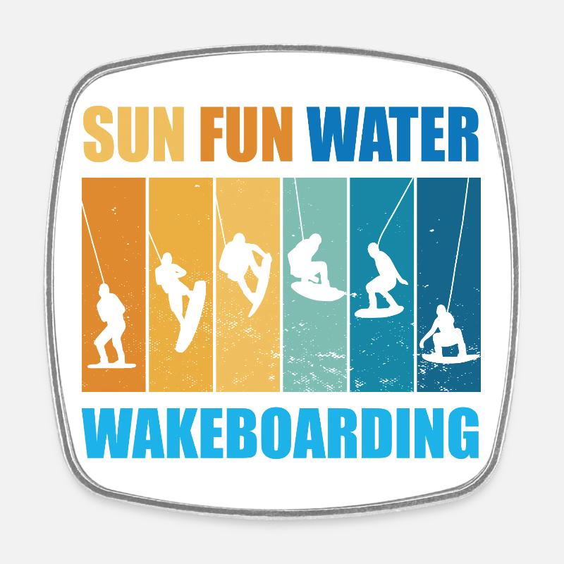 Sun, Fun, Water, Wakeboarding - Square fridge magnet - white