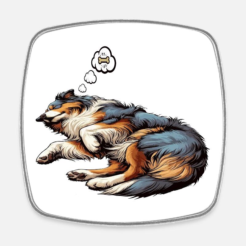 Australian Shepherd Aussie Aussiebesitzer Aussies - Viereckiger Kühlschrankmagnet - Weiß