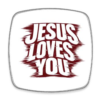 Jesus loves you - Viereckiger Kühlschrankmagnet - Weiß - Vorne