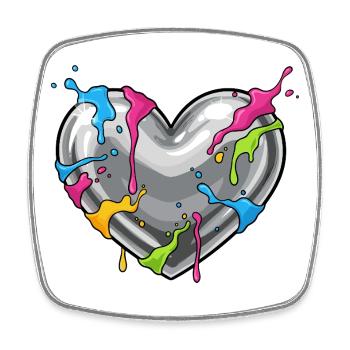 Metal heart with color shower - Square fridge magnet - white - Front