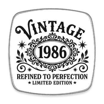 Vintage 1986 Refined To Perfection Birthday - Square fridge magnet - white - Front