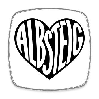 Albsteig, Schwarzwald Herz Typografie - Viereckiger Kühlschrankmagnet - Weiß - Vorne