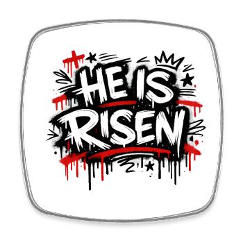 He is risen - Viereckiger Kühlschrankmagnet - Weiß - Vorne