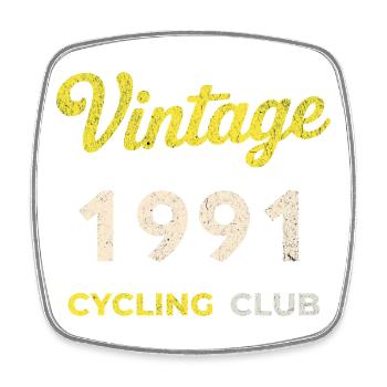Vintage 1991 – Cycling Club Retro Birth Year - Square fridge magnet - white - Front