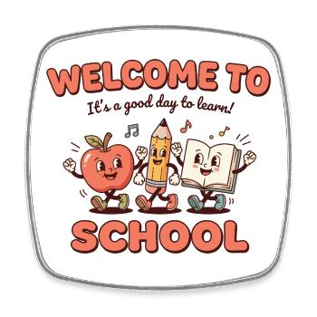 Welcome to School Design – Einschulung Kinder - Square fridge magnet - white - Front