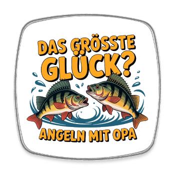 Das größte Glück? Angeln mit Opa - Viereckiger Kühlschrankmagnet - Weiß - Vorne