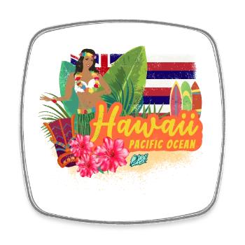 Hawaii Hula-Tänzerin Pazifik Vintage Souvenir - Viereckiger Kühlschrankmagnet - Weiß - Vorne