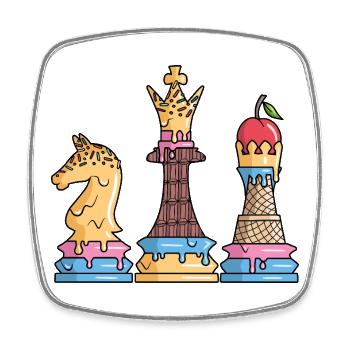 Schachfiguren Eiscreme Schachspiel Kinder Schach - Square fridge magnet - white - Front