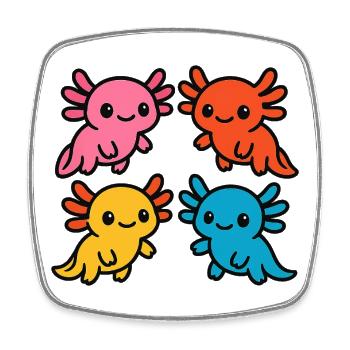 Mignonne Axolotl Couleurs Colorées Design mignon - Magnet carré - blanc - Devant