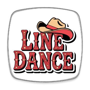 Line Dance Cowboy Hat - Square fridge magnet - white - Front