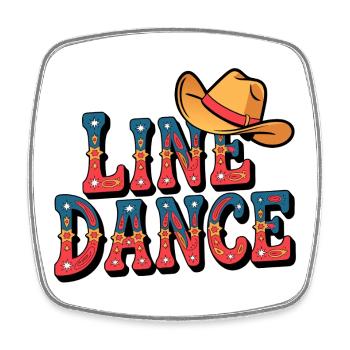 Lone Dance Cowboy Text mit Hut - Viereckiger Kühlschrankmagnet - Weiß - Vorne