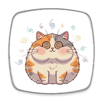 Katzenspirale Flauschiges Lächeln - Viereckiger Kühlschrankmagnet - Weiß - Vorne