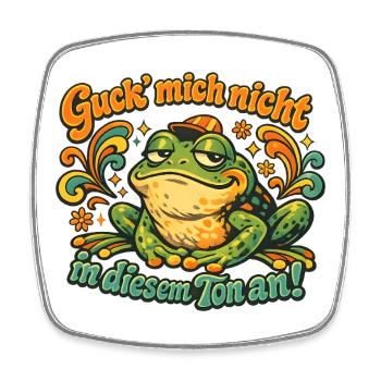 Guck mich nicht in diesem Ton Frosch - Viereckiger Kühlschrankmagnet - Weiß - Vorne