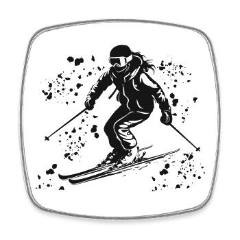 Alpine skiing Winter sports Nordic skiing - Square fridge magnet - white - Front