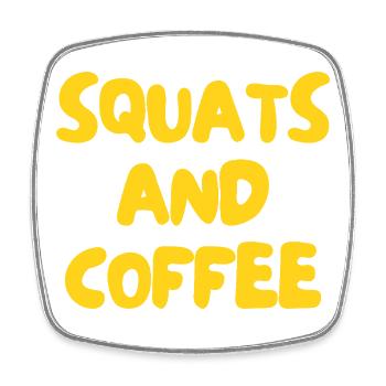 squats and coffee - Square fridge magnet - white - Front